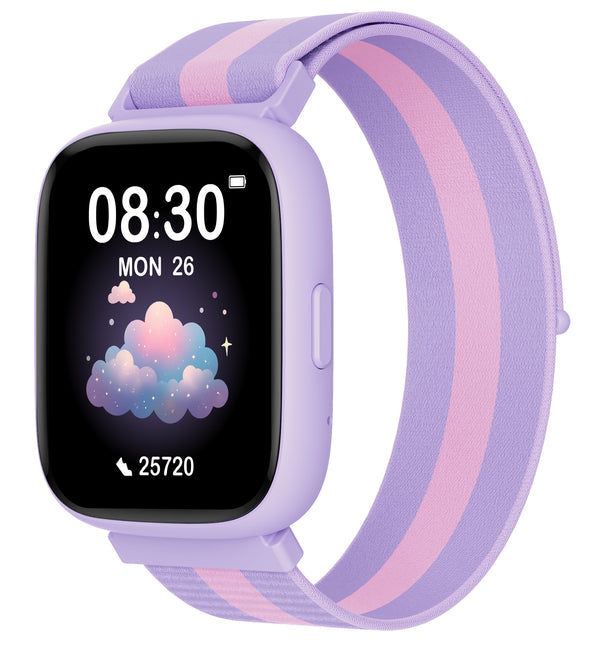 TICTIKY Smart Watch for Kids No Phone No APP Needed, 1.83" Fitness Tracker Watch with Pedometer, Step Counter， Heart Rate/Sleep Monitor, IP68 Waterproof, Puzzle Games for Girls Boys Teens 5-16 Nylon