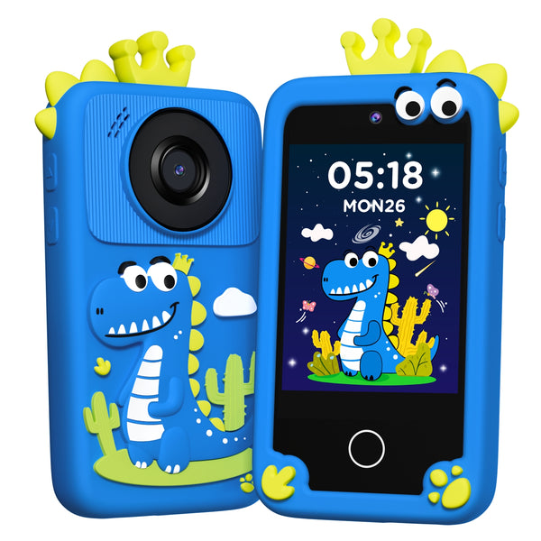 Kids Smart Phone Camera, Christmas Birthday Gifts for Toddler Boys Age 3-10, Kids Toys Dinosaur Cell Phone, Preschool Learning Educational Toys with Audio Books, Musics, Games 32G SD Card